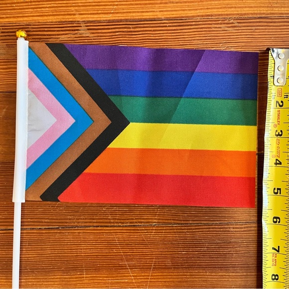 Progress Pride Flag Handheld Party Flags - Rainbow Celebration - Picture 4 of 5